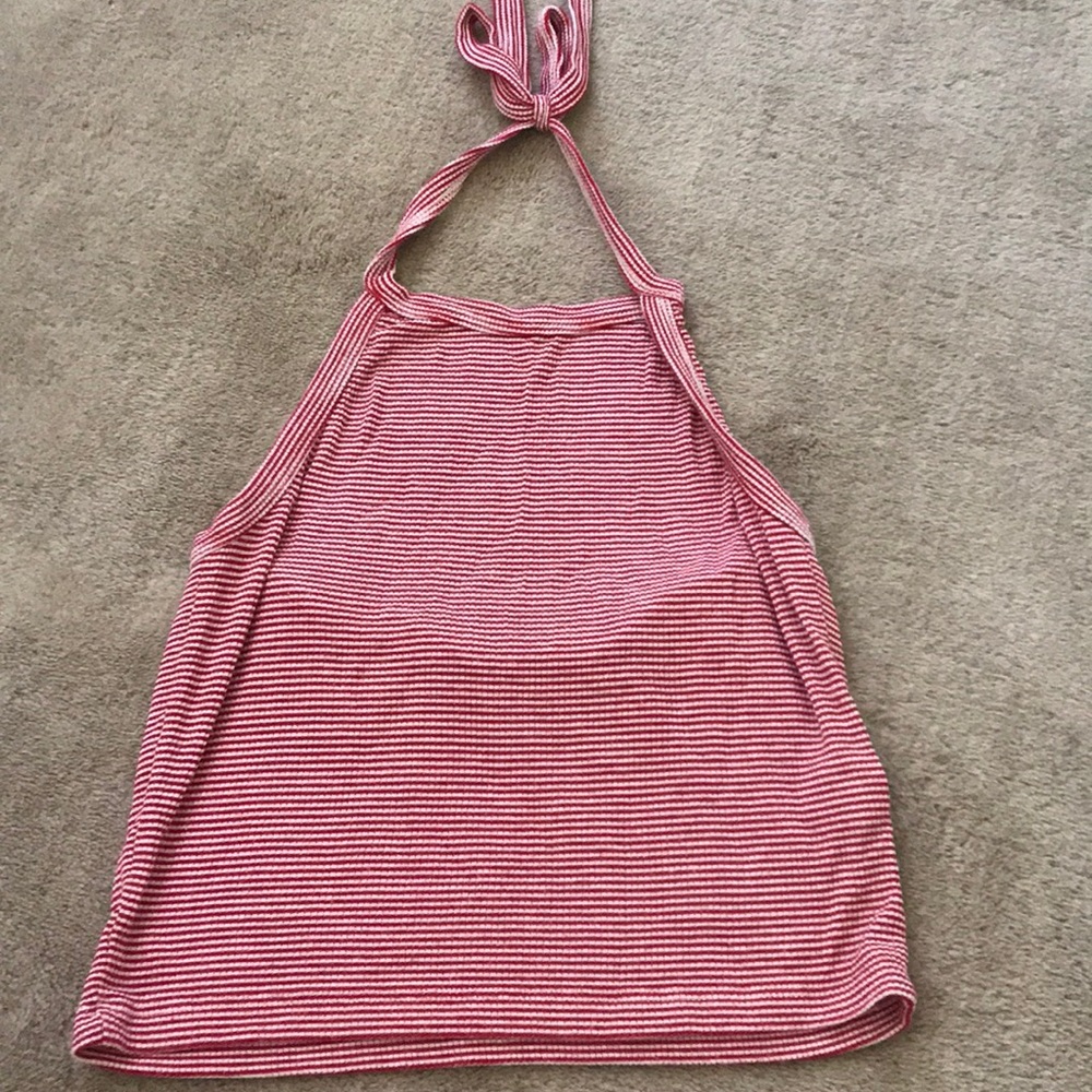 Red and white striped halter top